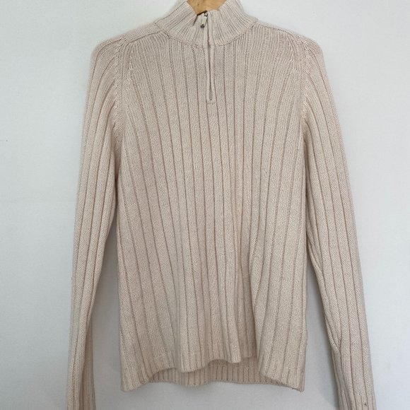 Oversized Quarter Zip Cream Sweater - Picture 1 of 1